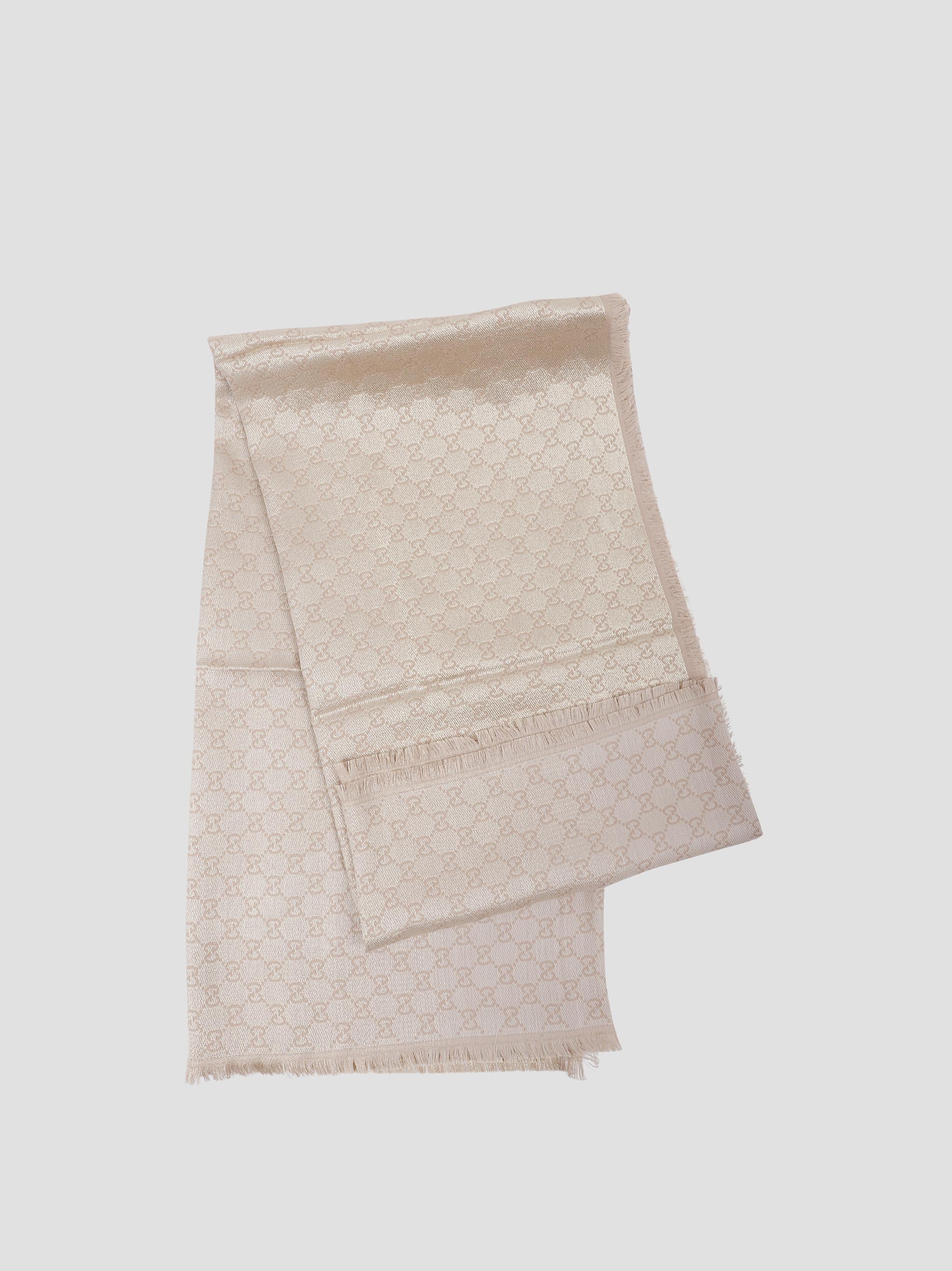 Embroidered Shiny Wool Scarf