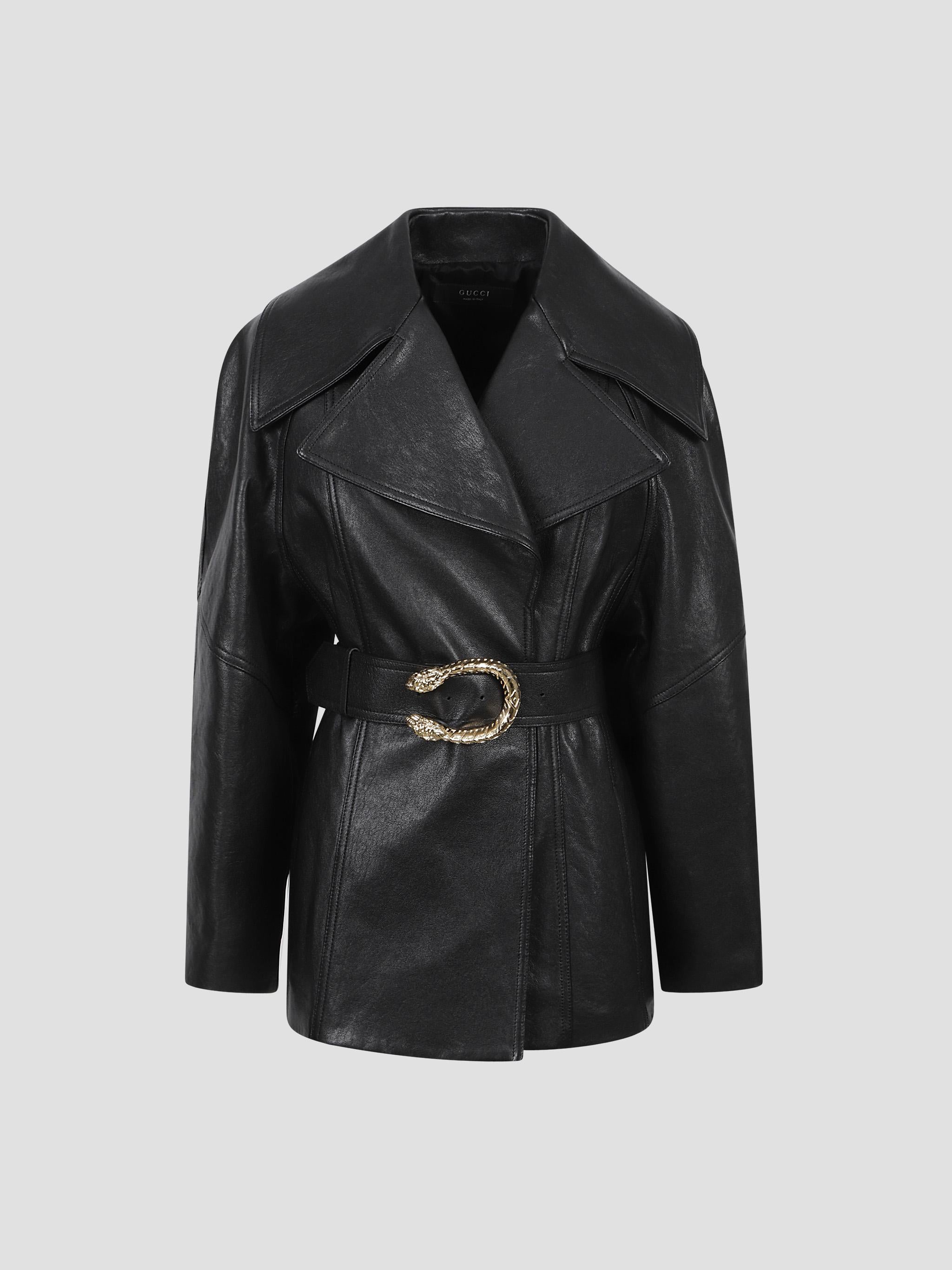 Belted Nappa Leather Trench Coat