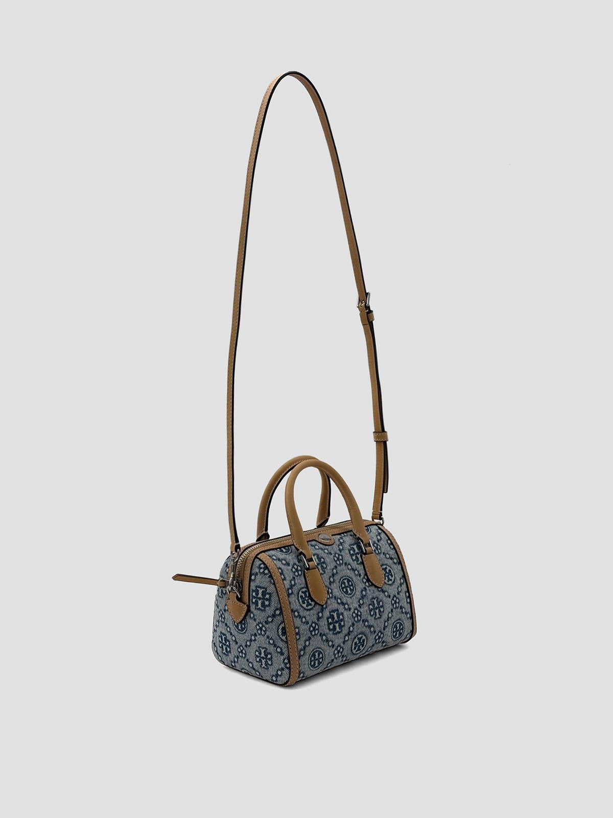 T Monogram Denim Petite Barrel Bag