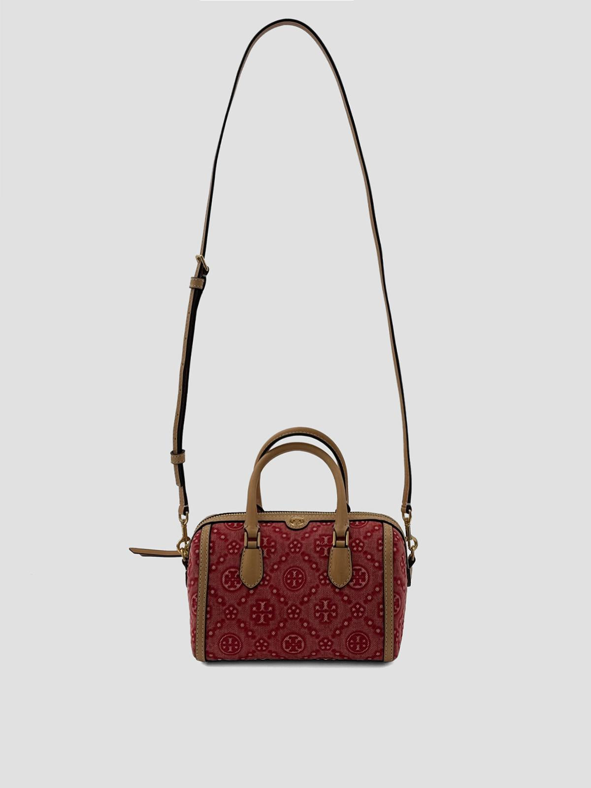 T Monogram Denim Petite Barrel Bag