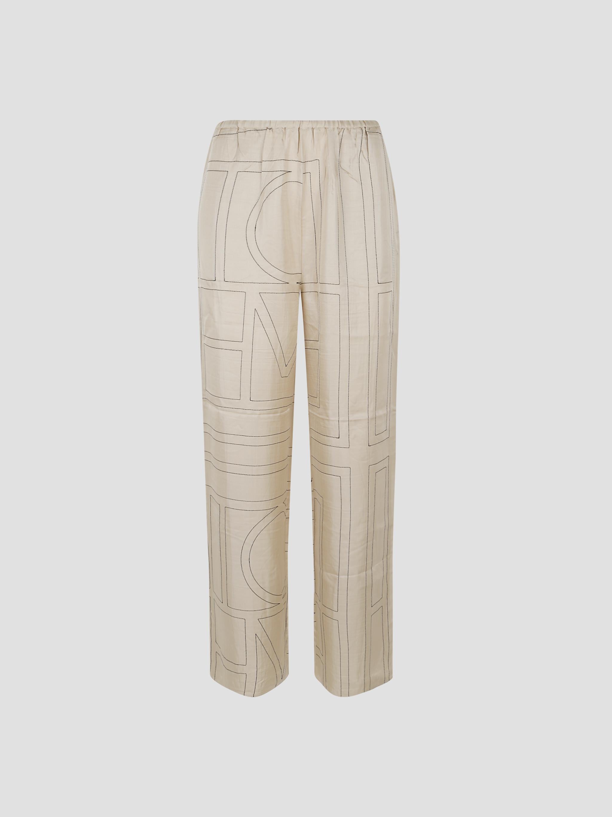 Monogram Silk Pj Bottoms
