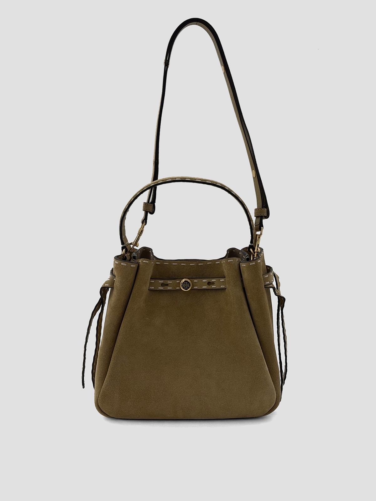 Romy Suede Pick Stitch Bucket Bag