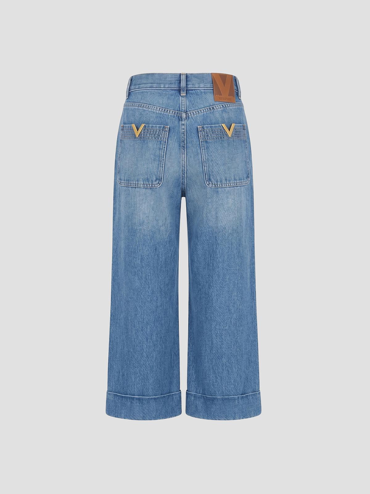 Denim Medium Blue Solid 5 Pockets Jeans