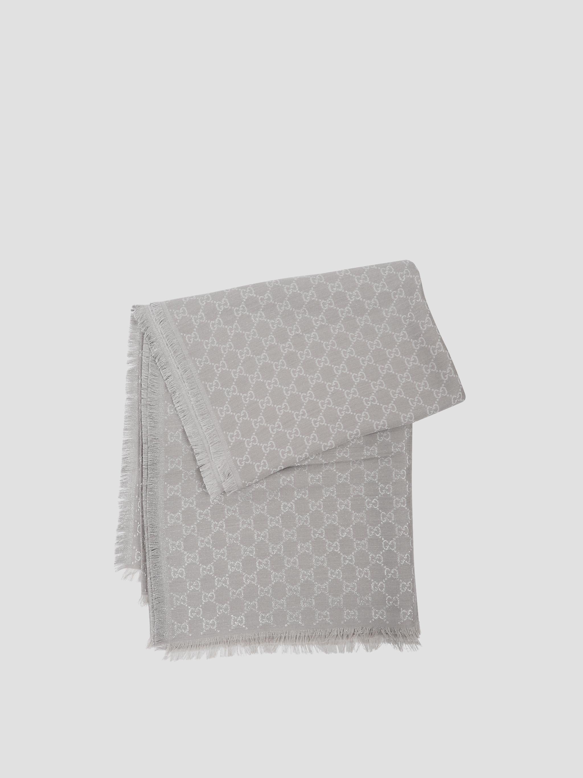 Embroidered Shiny Wool Scarf