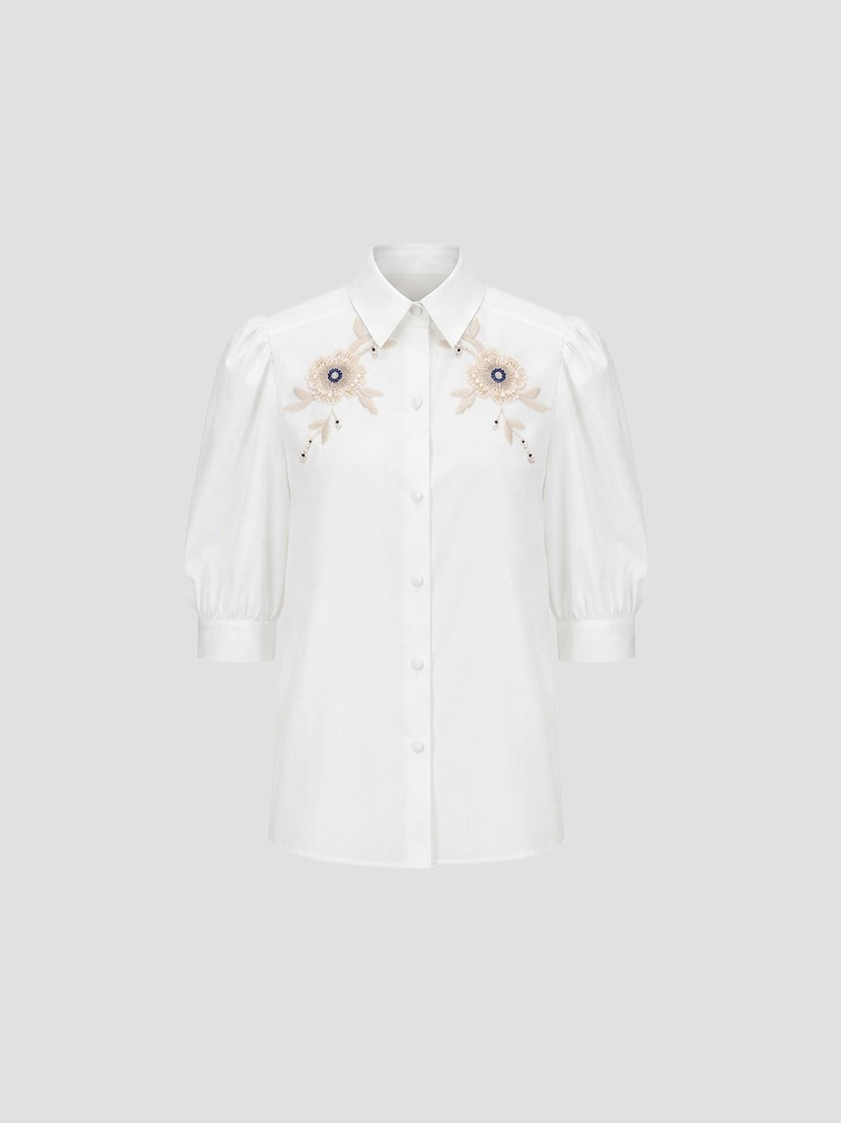 Embroidered Shirt Blouse-Skirt