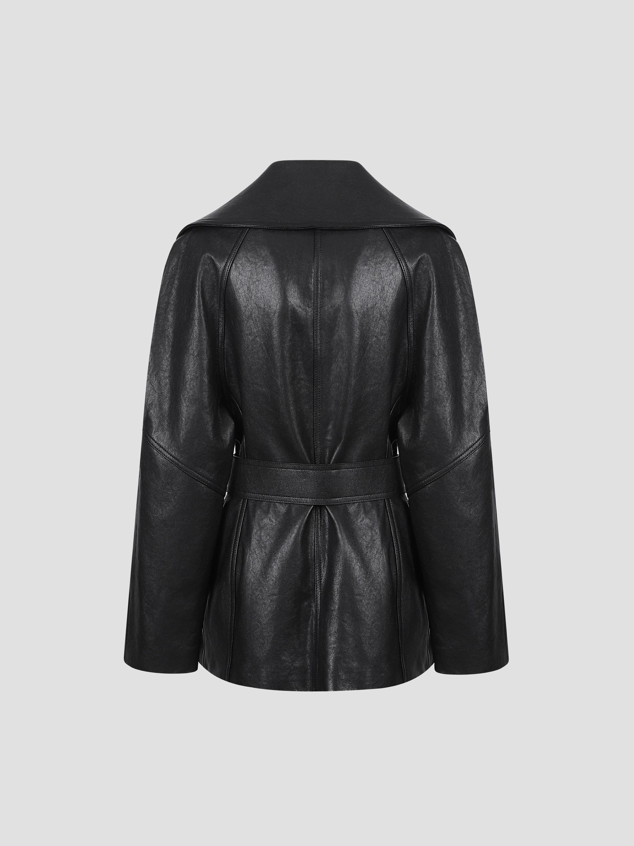 Belted Nappa Leather Trench Coat