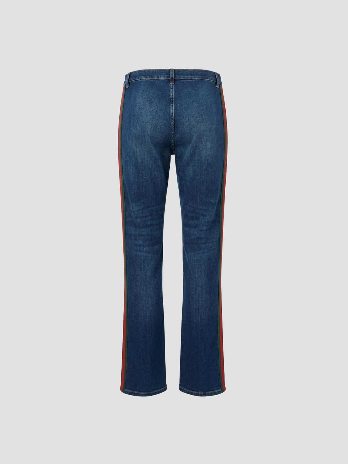 Web Stripe Cotton Denim Trousers