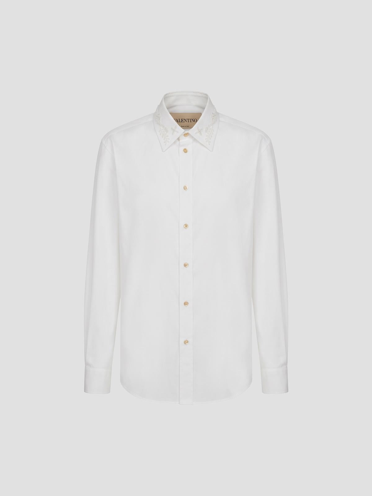 Long Sleeves Shirt Embroidered Neck