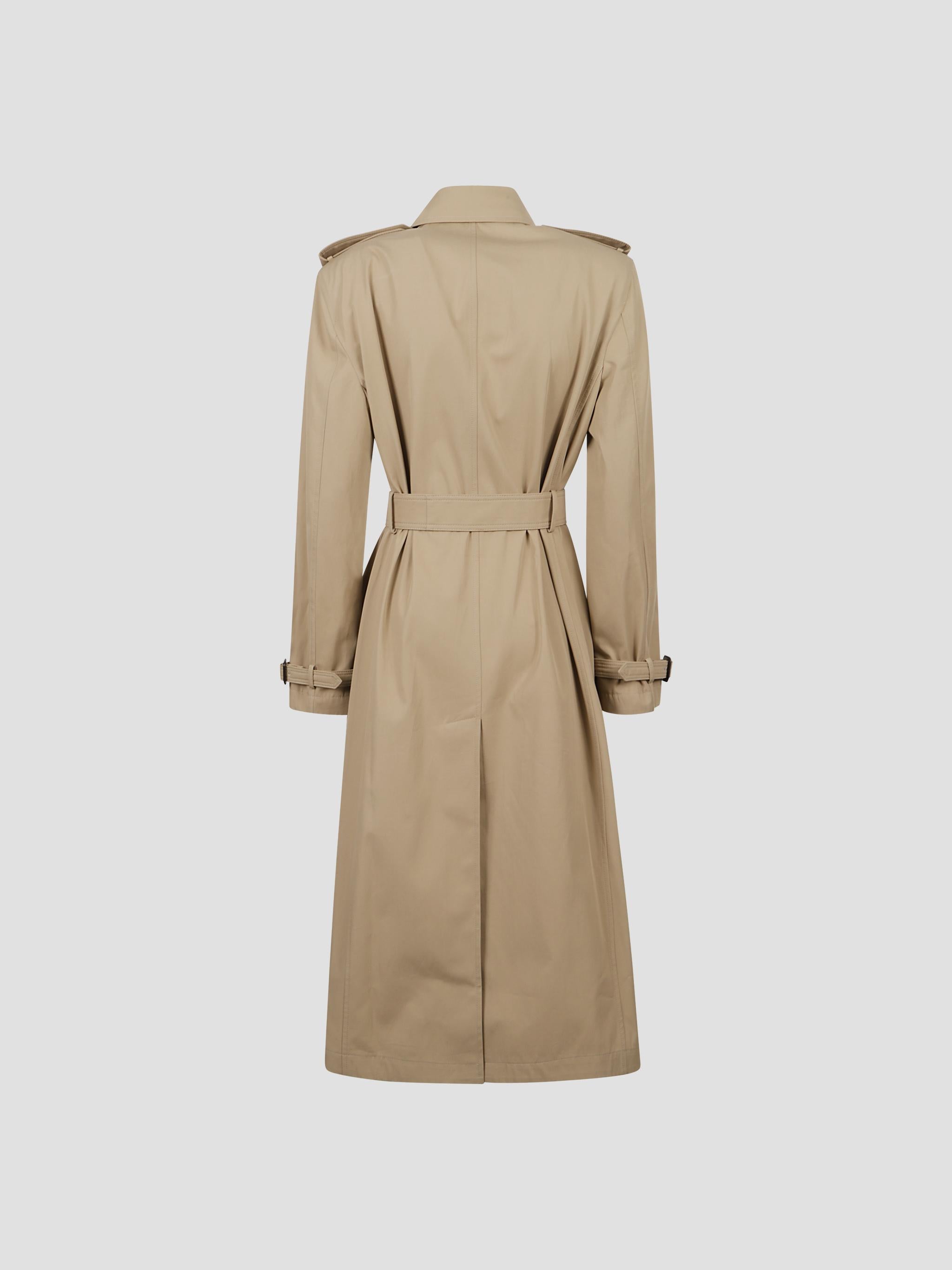 Cotton Gabardine Long Trench Coat
