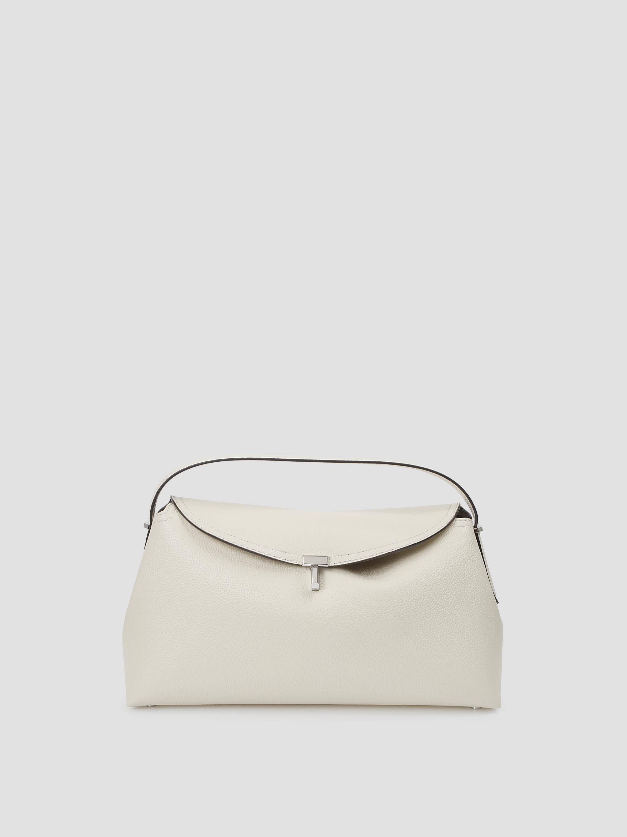 T-Lock Grained-Leather Top Handle