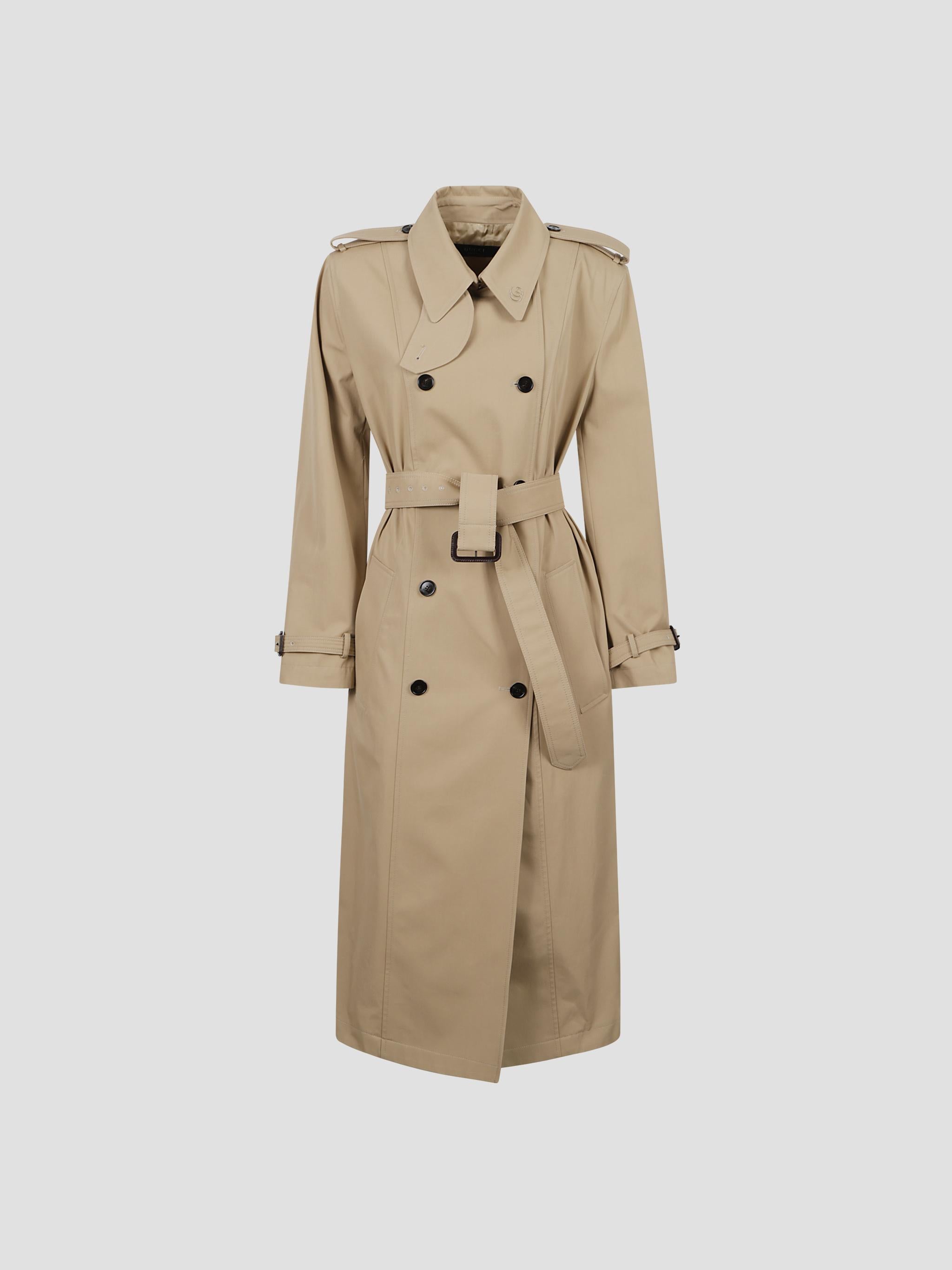 Cotton Gabardine Long Trench Coat