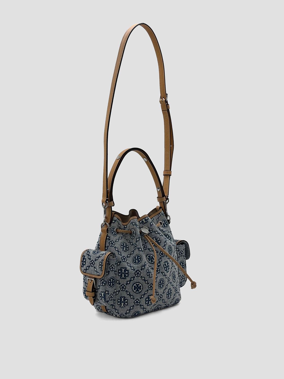 T Monogram Denim Bucket Bag With Pockets