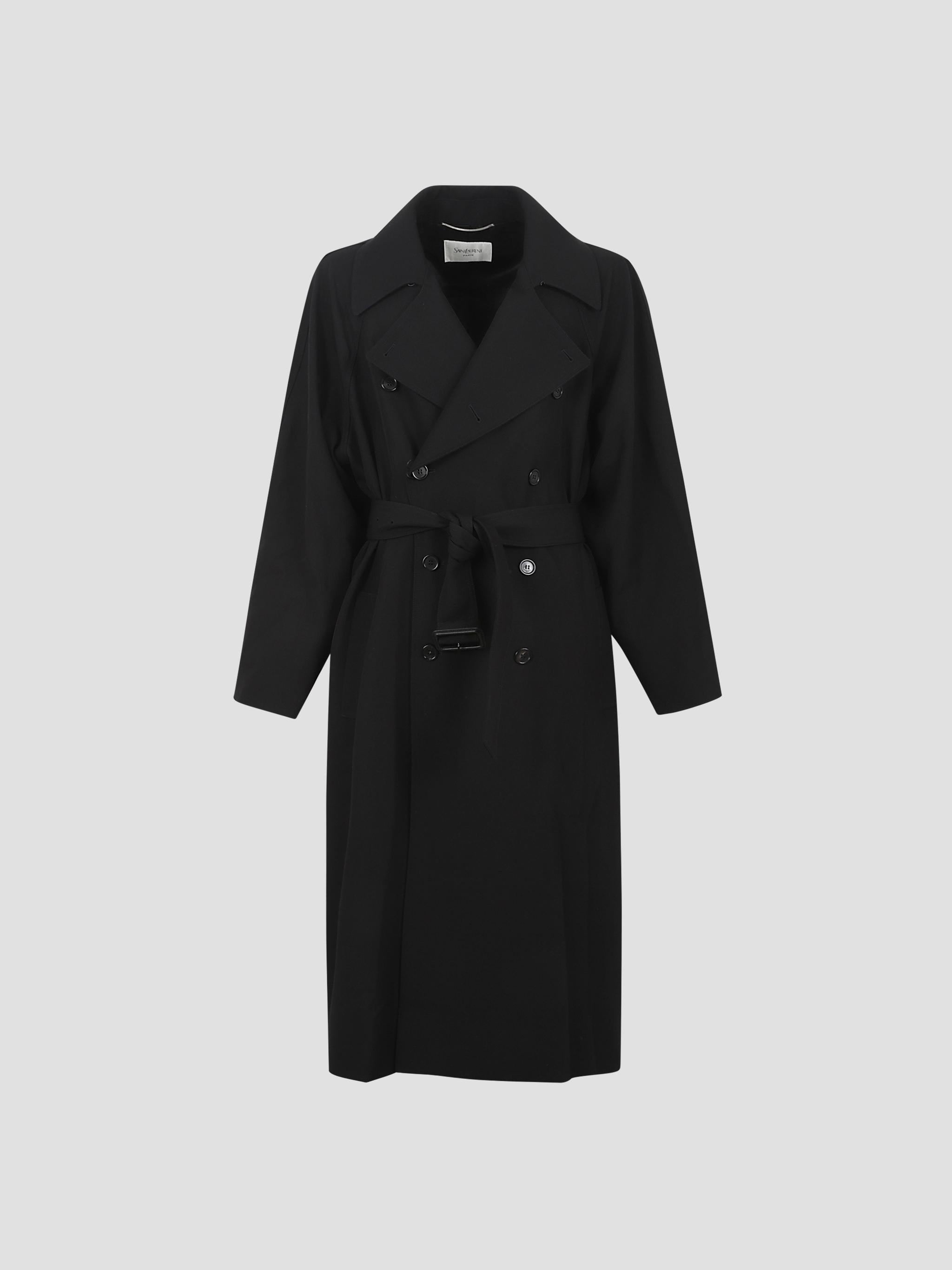 Double-Breasted Belted Long Coat