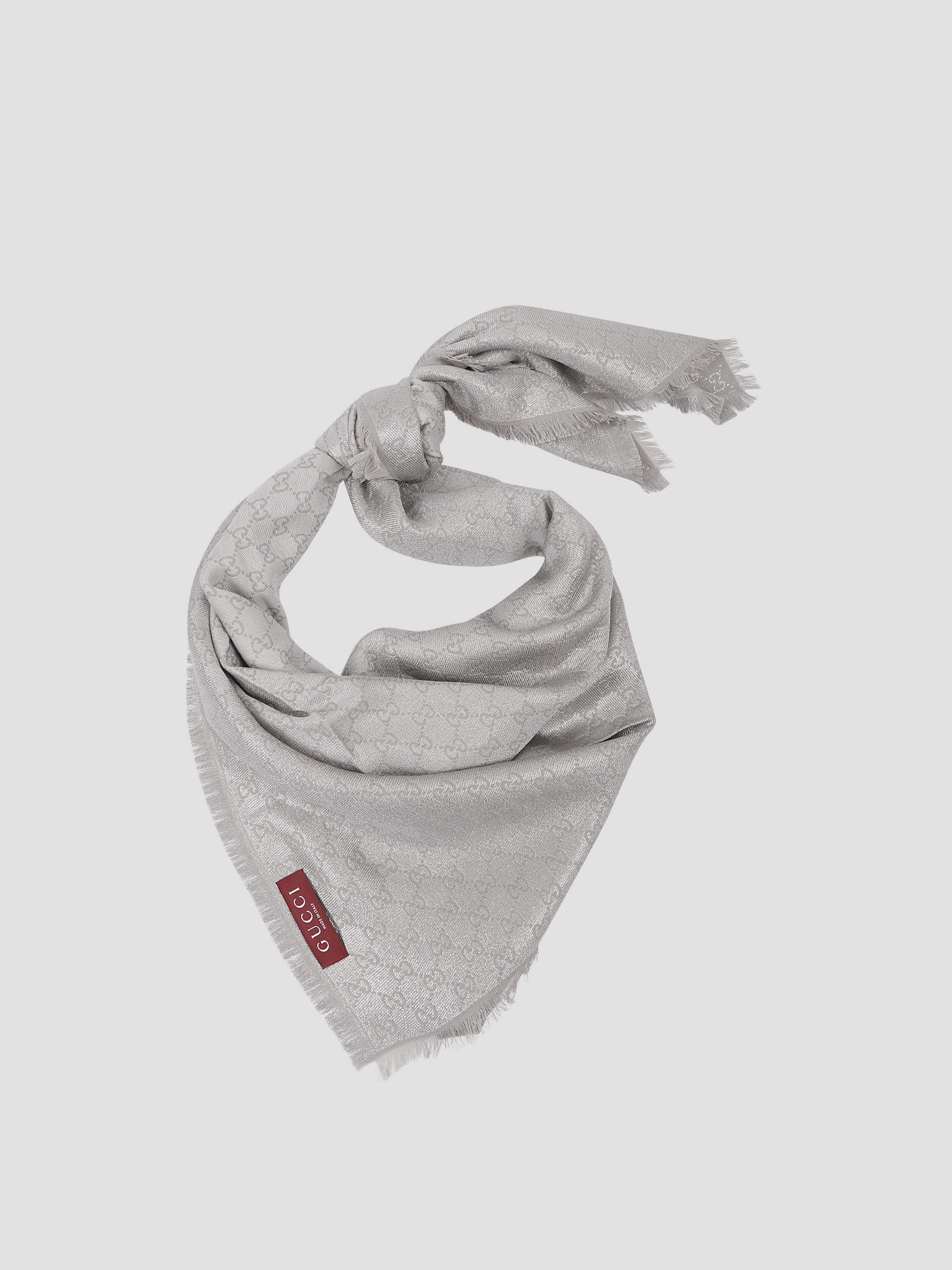 Embroidered Shiny Wool Scarf