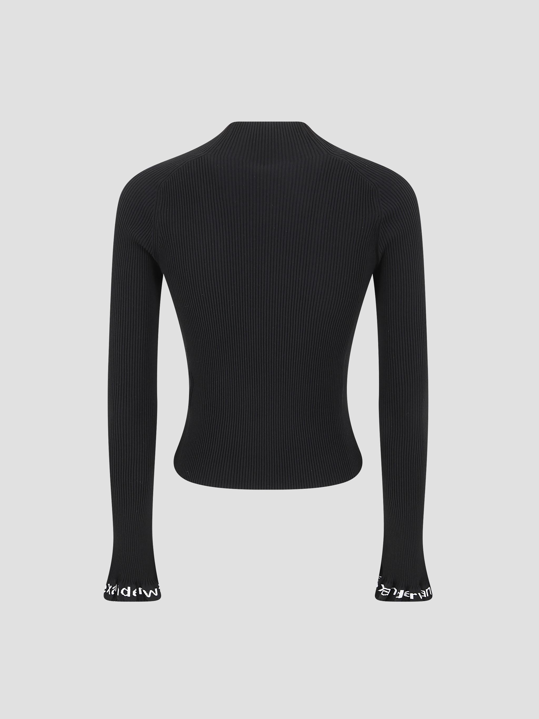 Ribbed Ls Zip Turtleneck Pullover W/Logo