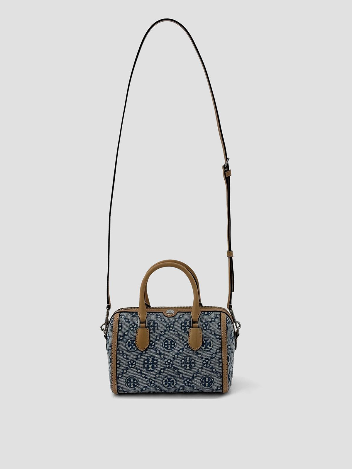 T Monogram Denim Petite Barrel Bag