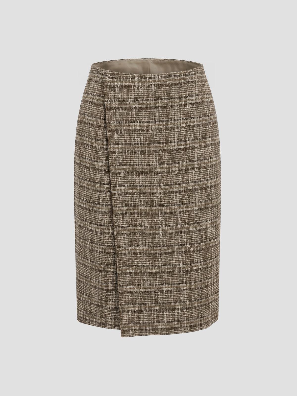 Check Wrap Skirt