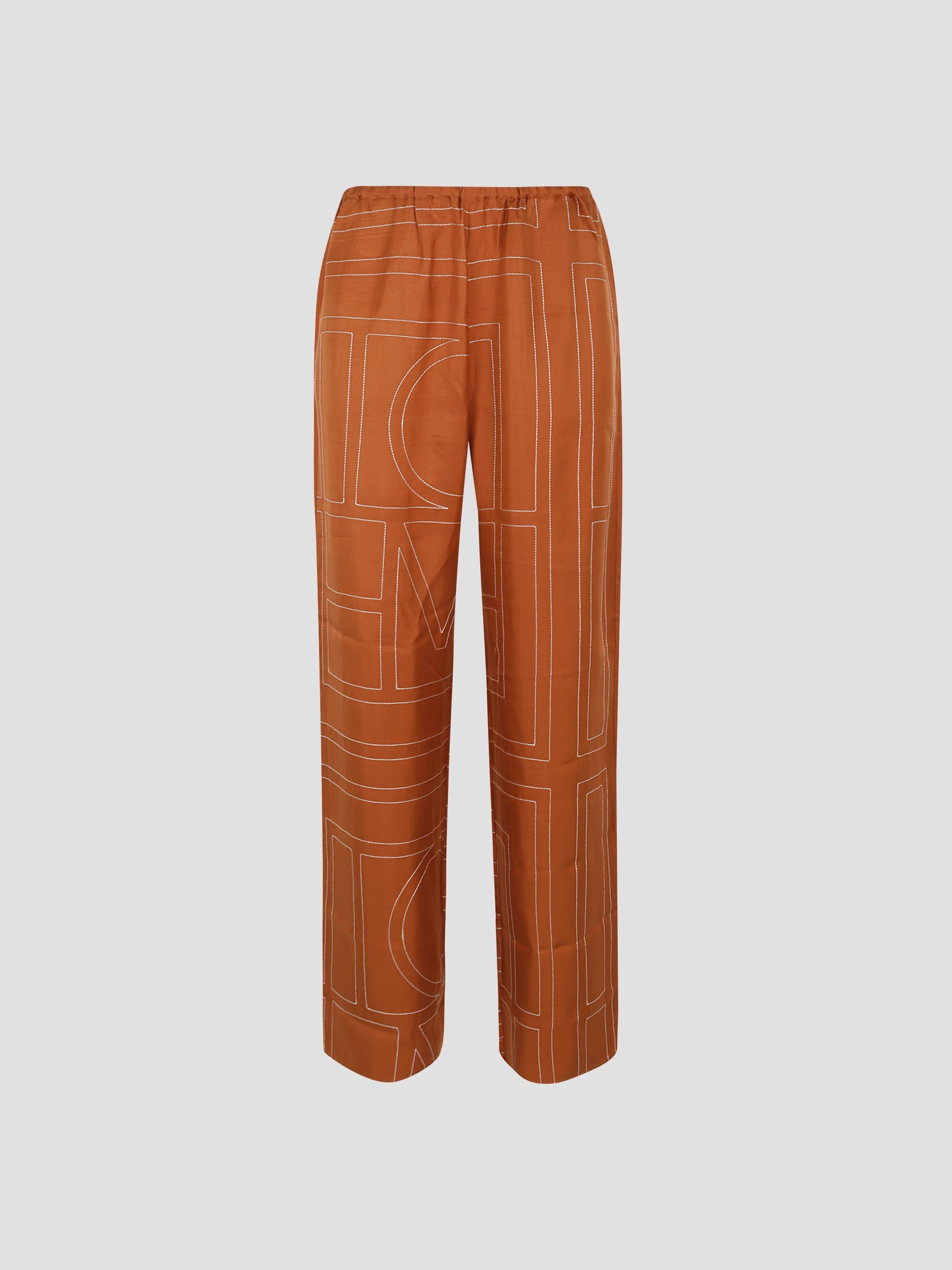 Monogram Silk Pj Bottoms