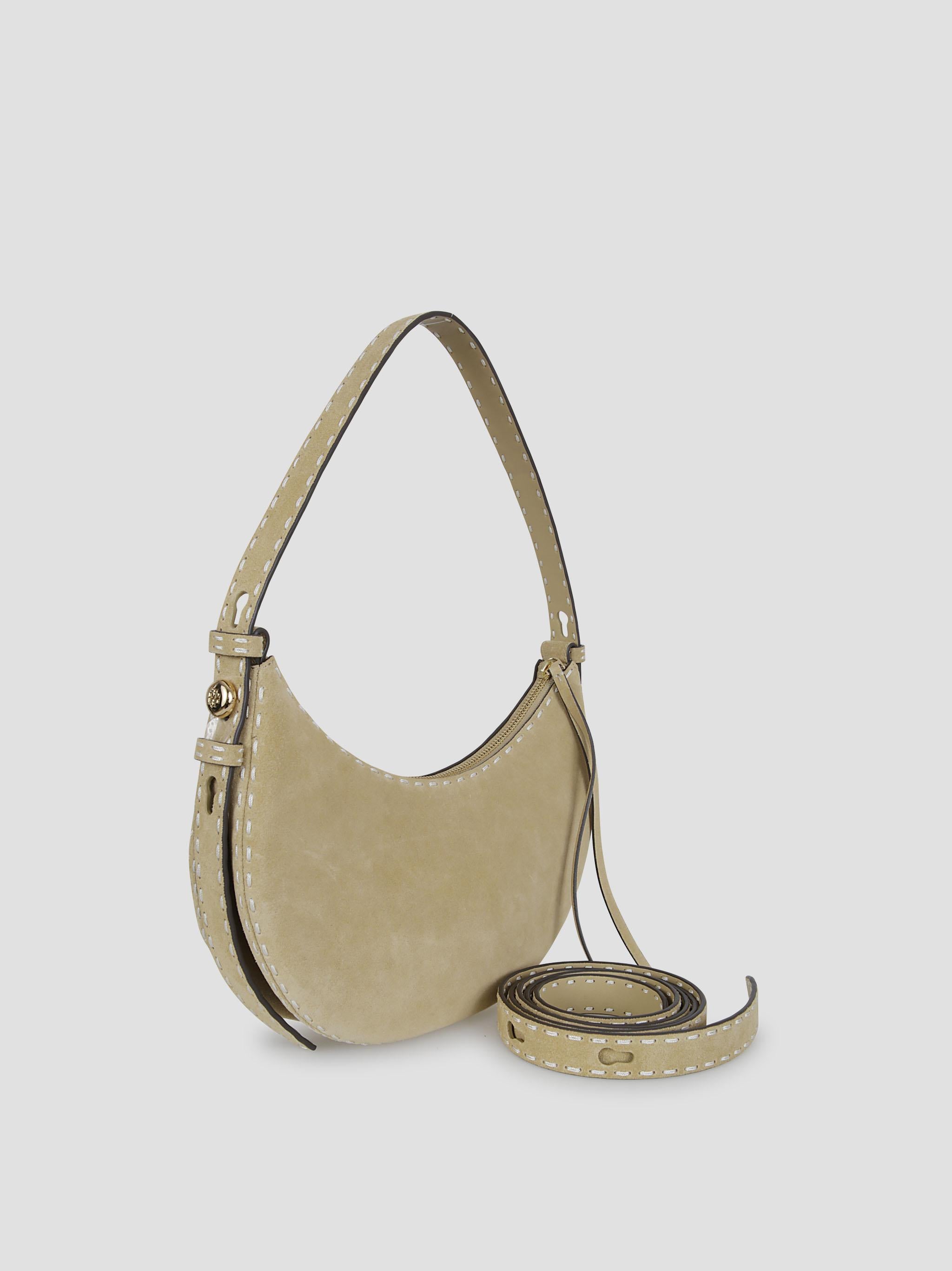 Romy Suede Pick Stitch Half Moon Bag