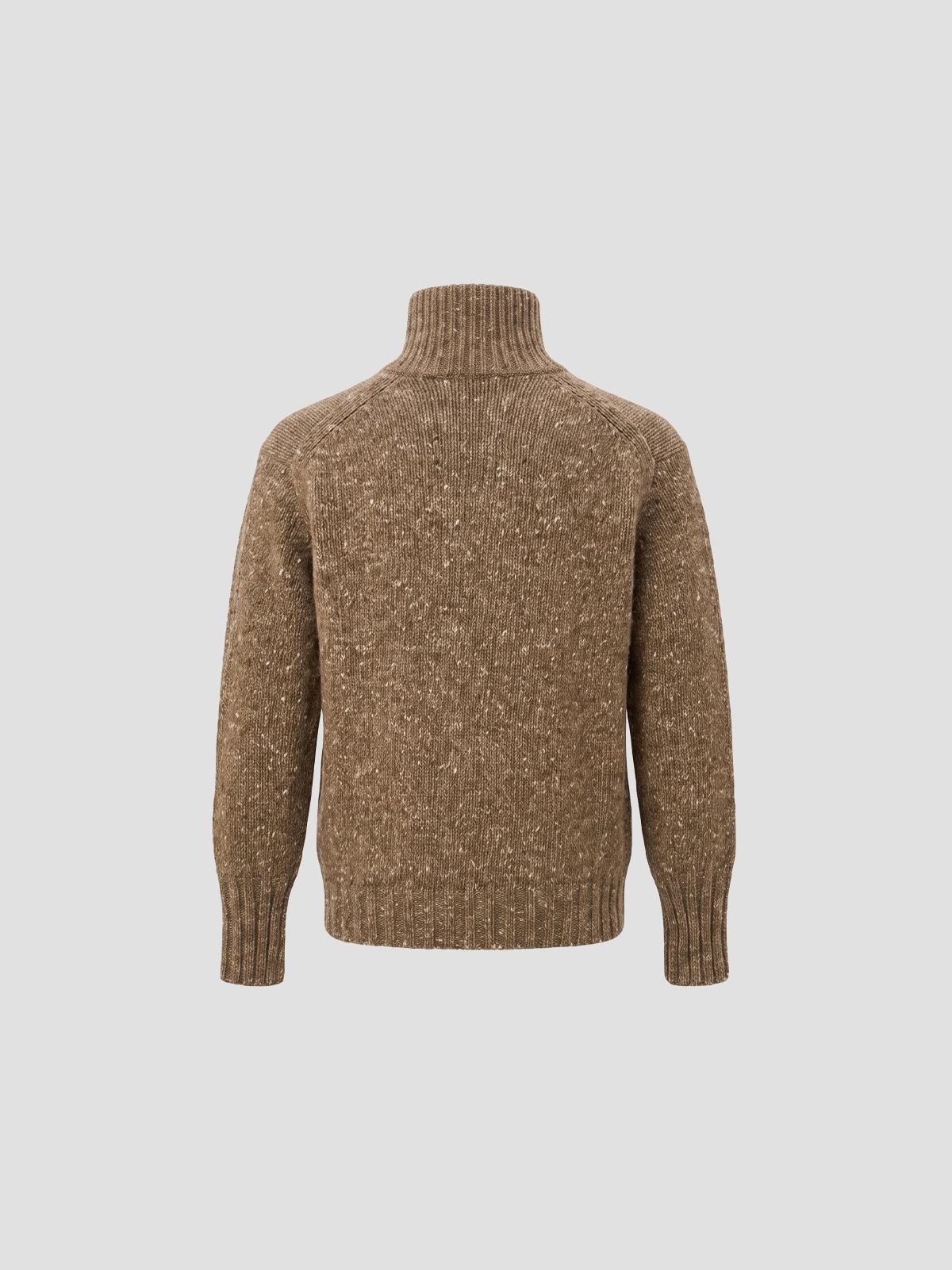 Low-Gauge Homespun Tweed Knit Zip Turtle