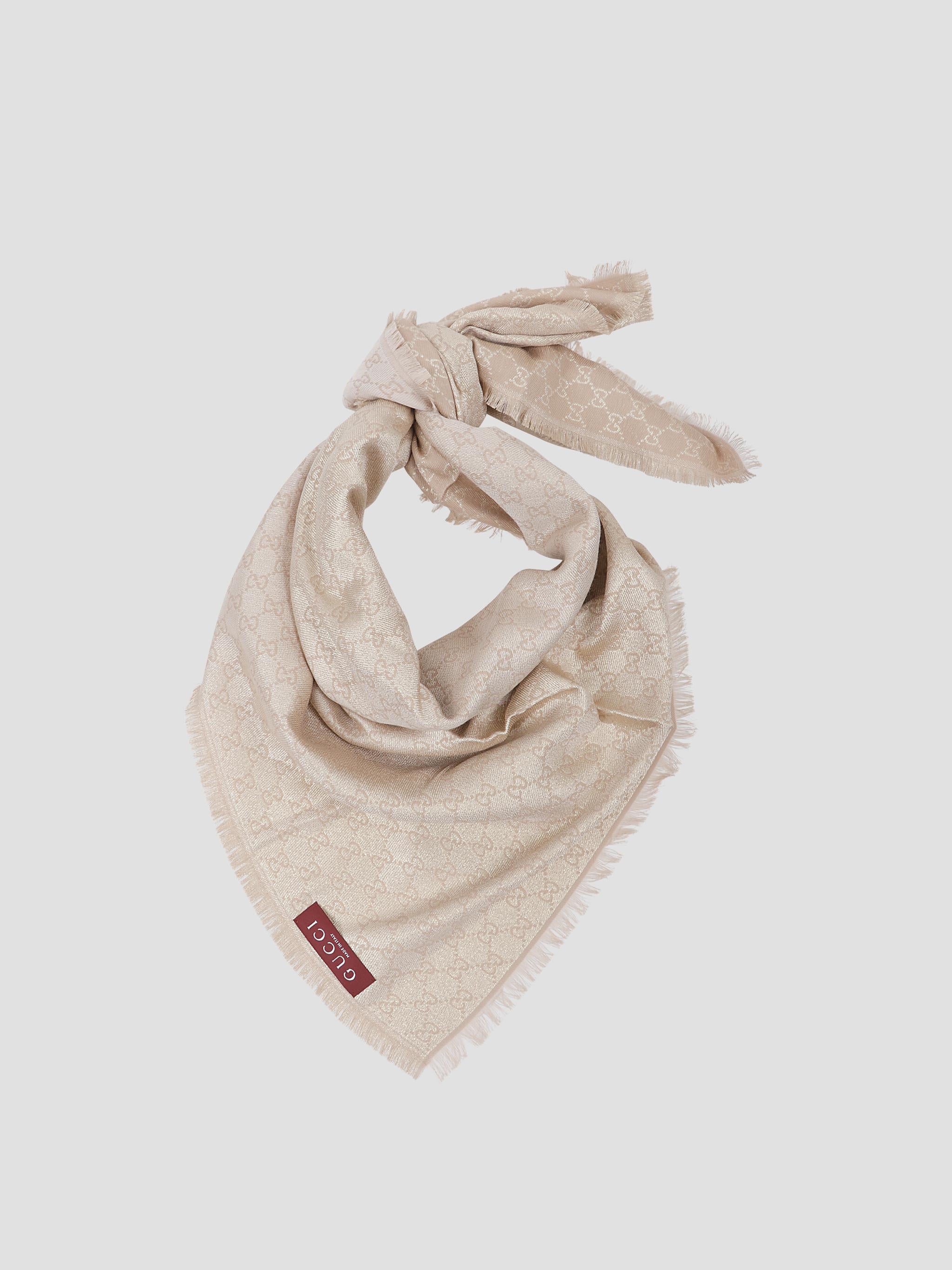 Embroidered Shiny Wool Scarf