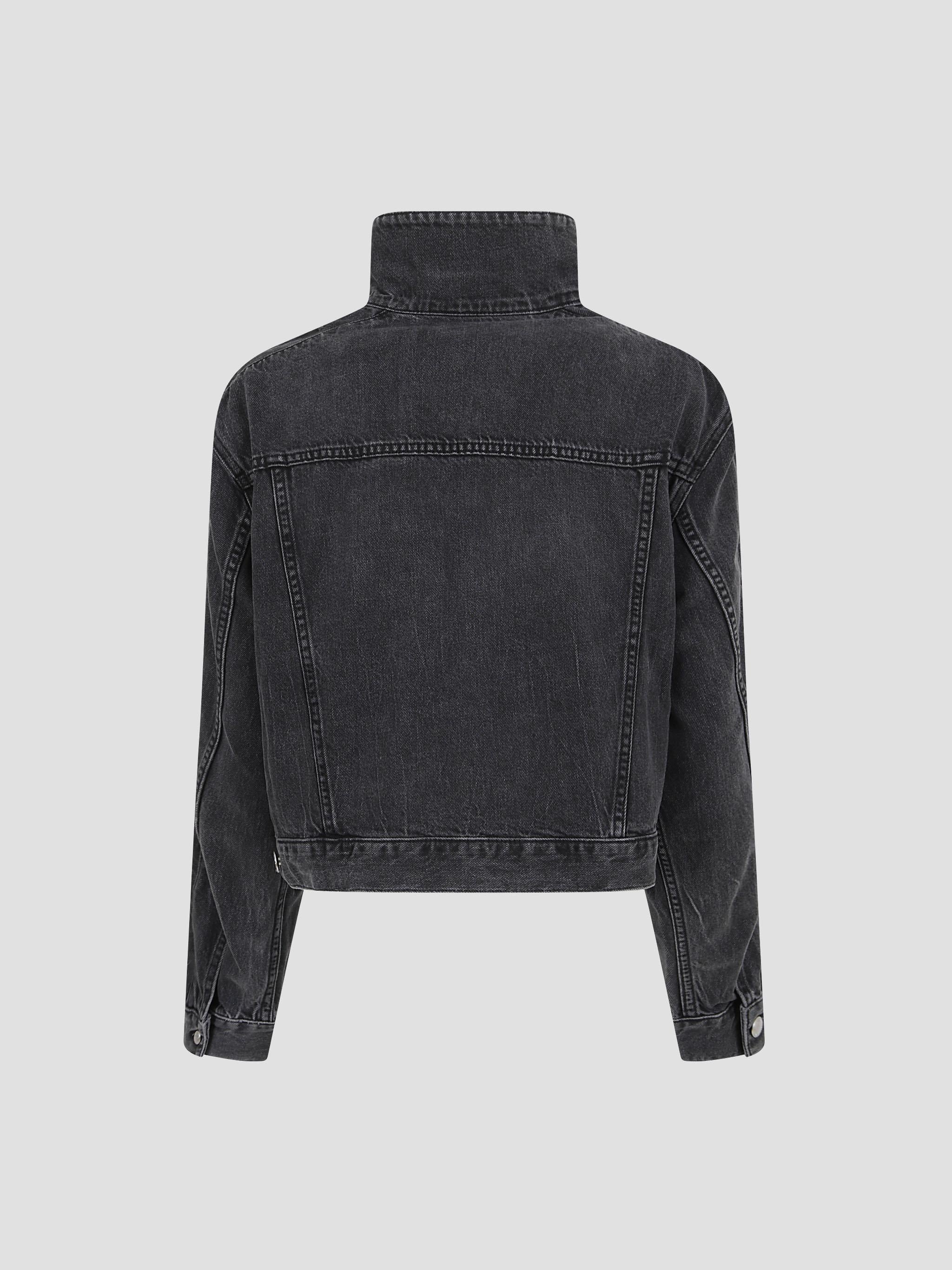 Denim Track Jacket W/Embossex Logo Panel