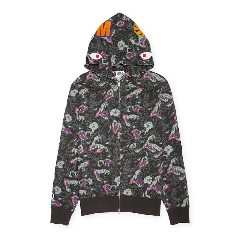 JAPANESE TATTOO CAMO SHARK FZ HOODIE M