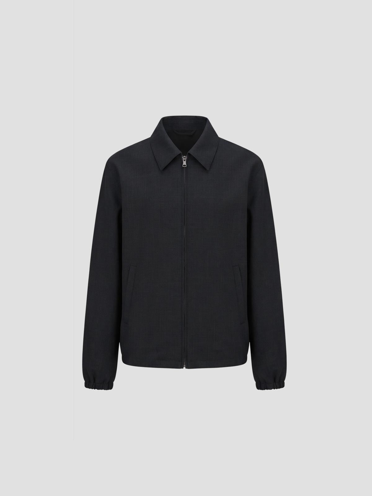 Bonded Tropical Wool Zip Blouson