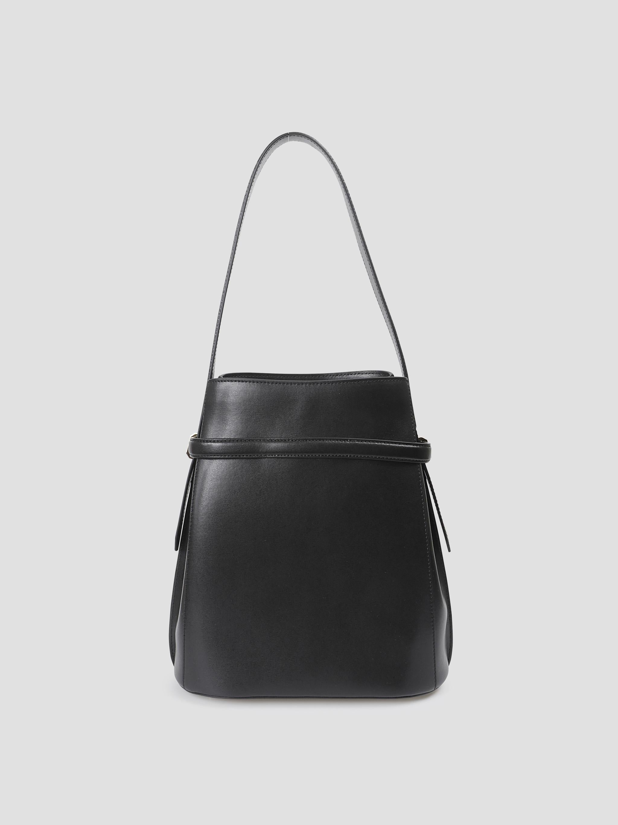 Belted Leather Bucket Bag